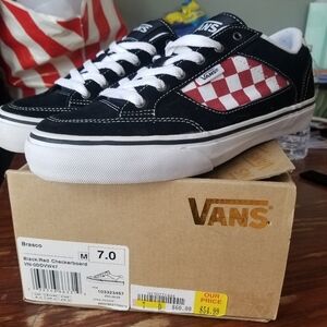 Vans Mens Black and Red Checkerboard Sneakers size 7